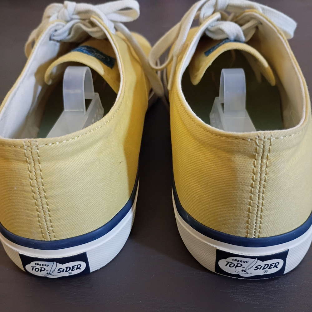 NEW Sperry TopSiders Yellow Canvas Men's Sneakers - Picture 4 of 5